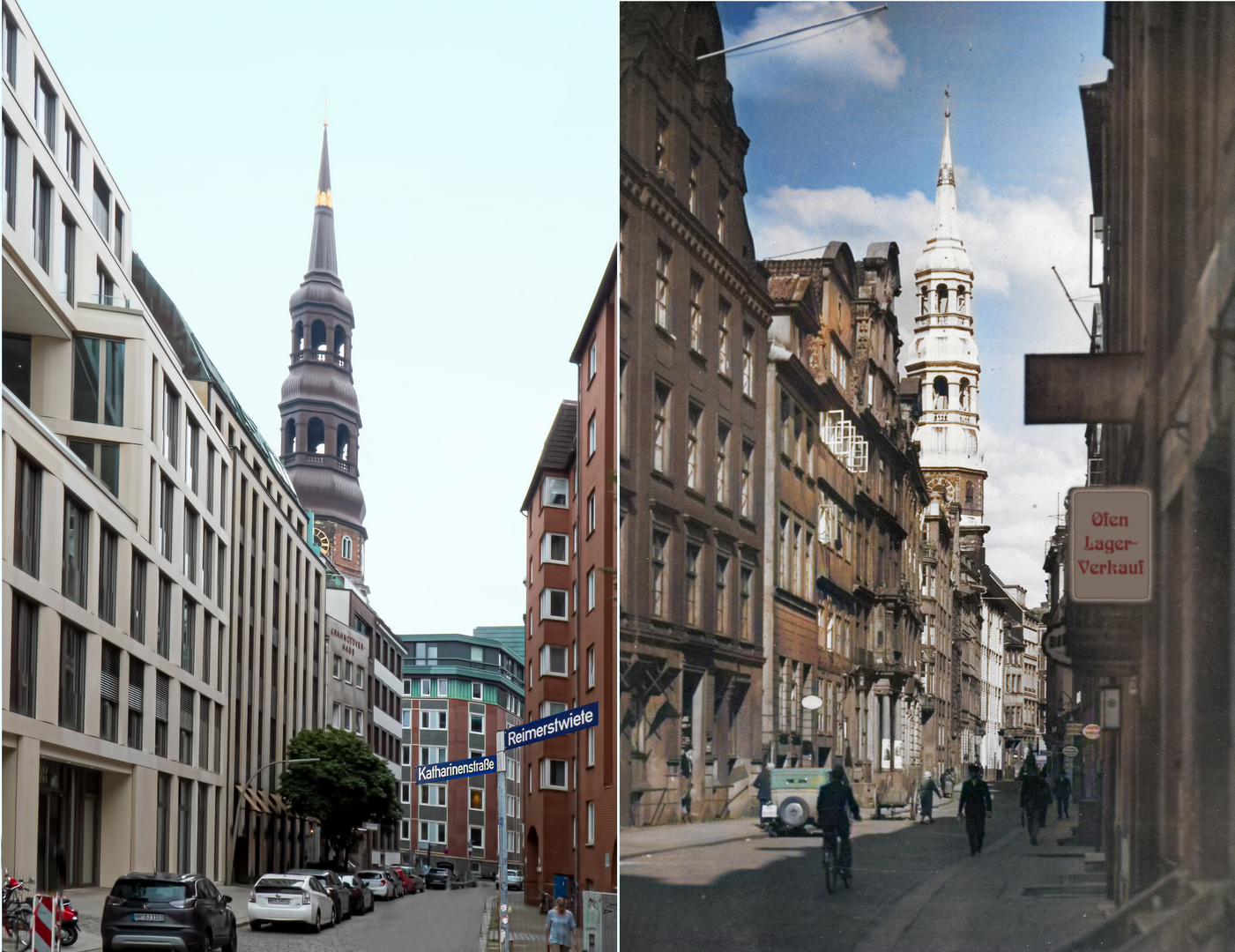 Katharinenkirche 1930 und heute