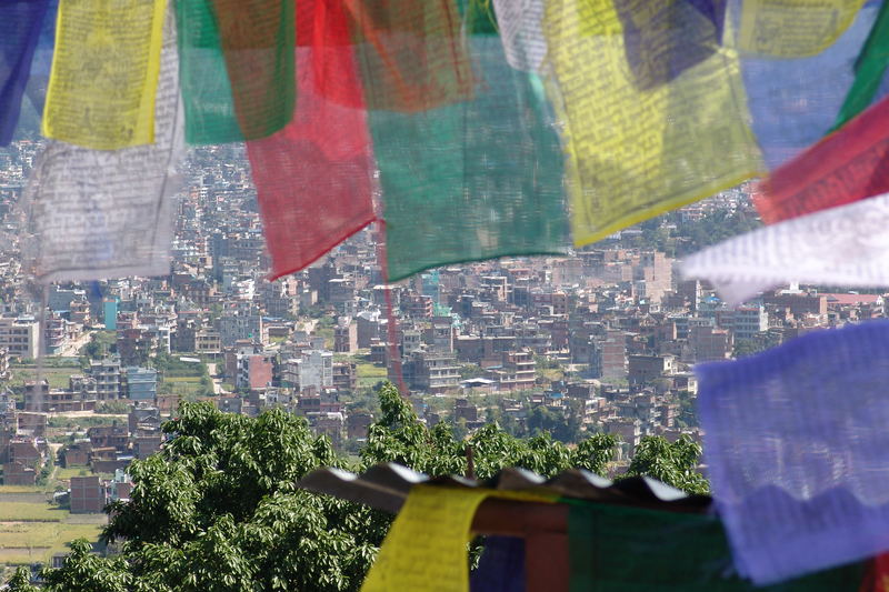 Kathmandu und Gebetsfahnen, Nepal