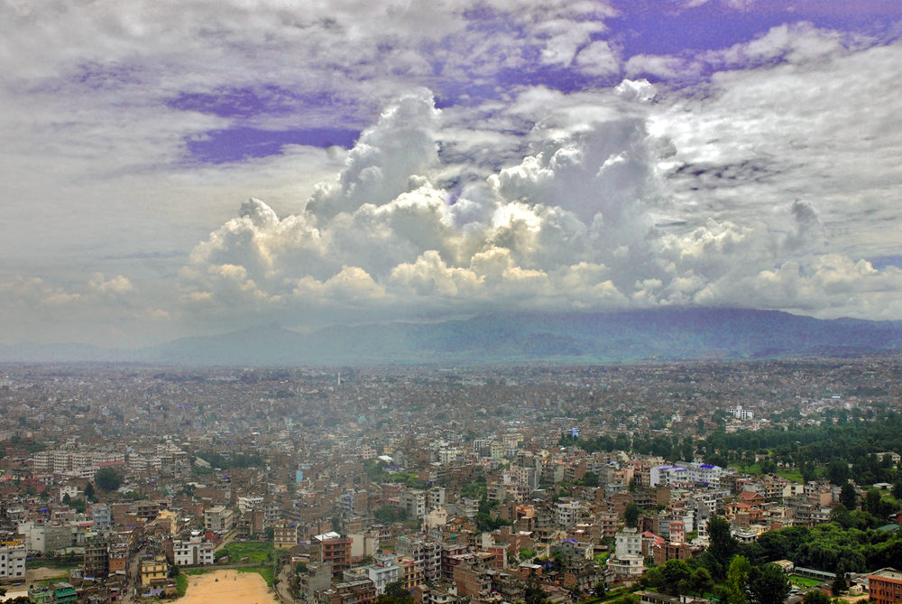 Kathmandu under heavy clouds