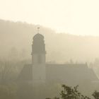 Katholische Kirche Jägersfreudes im Morgen-Nebel