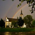 Katholische Kirche Widnau mit Regenbogen