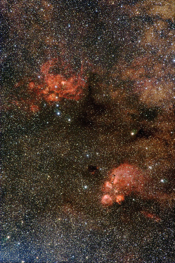 Katzenpfotennebel (NGC 6334) + Hummernebel (NGC 6357)