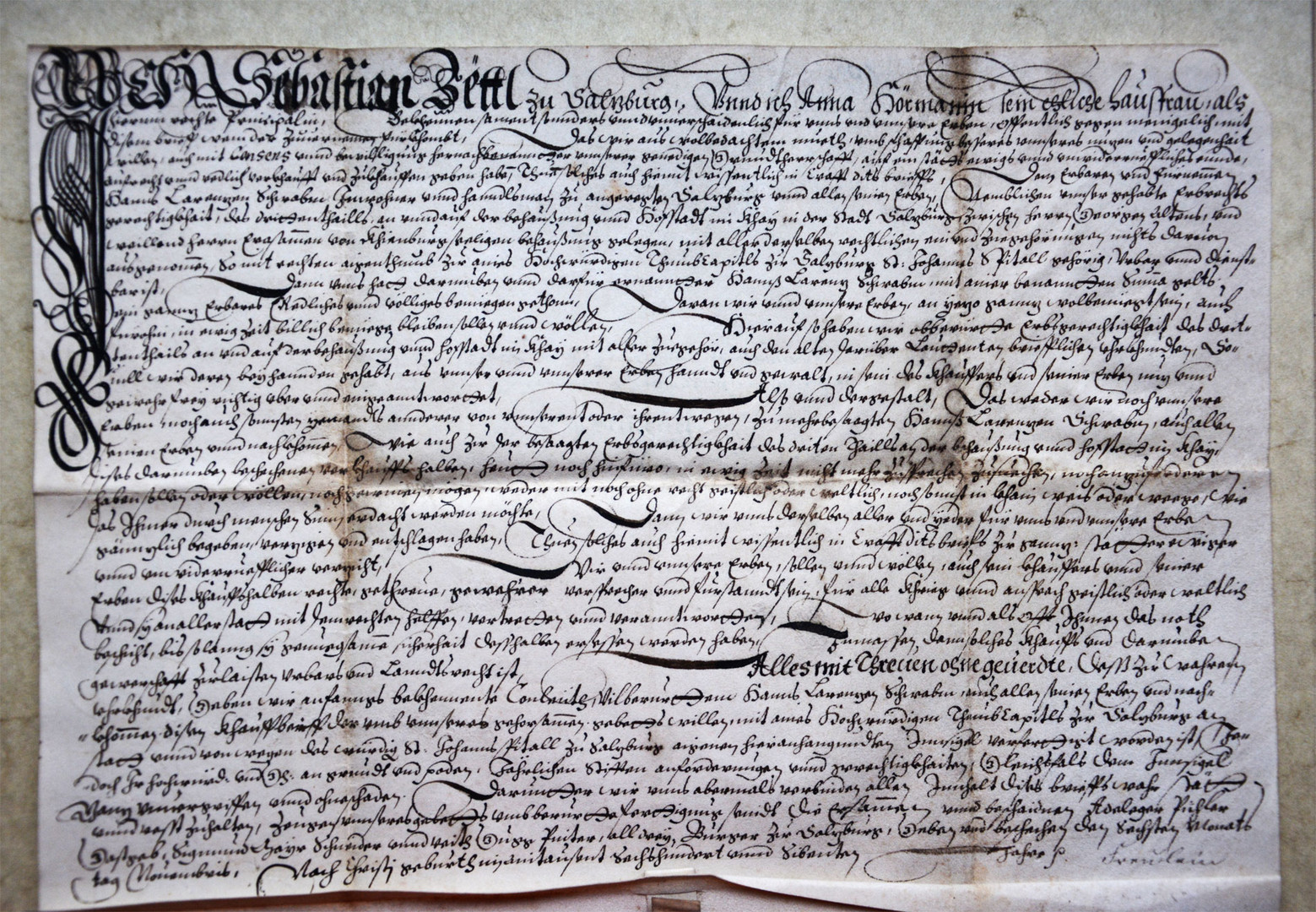 Kaufbrief von 1607: Hausverkauf in Salzburg