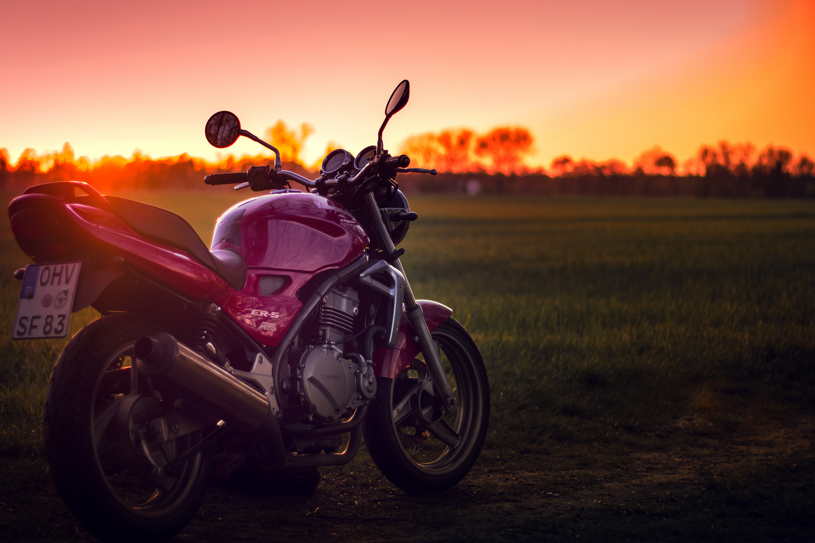 Kawasaki im Sonnenuntergang