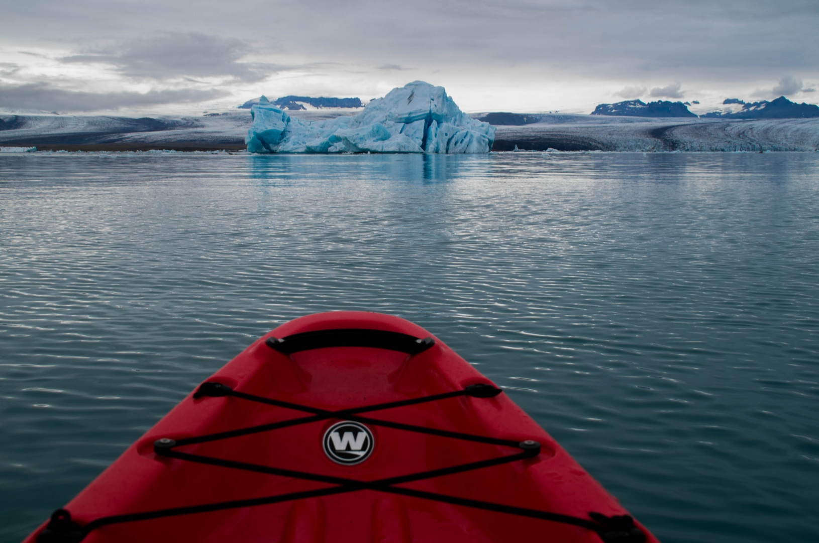 Kayaking between the ice