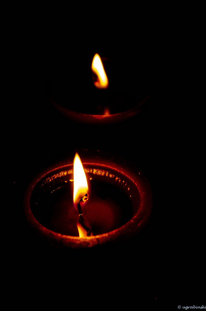 Kerzenschein gespiegelt