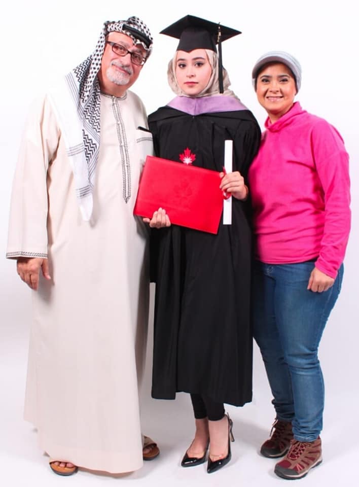 Khalaf Family Photo on Nora Khalaf graduation from Canadian University Dubai 2020
