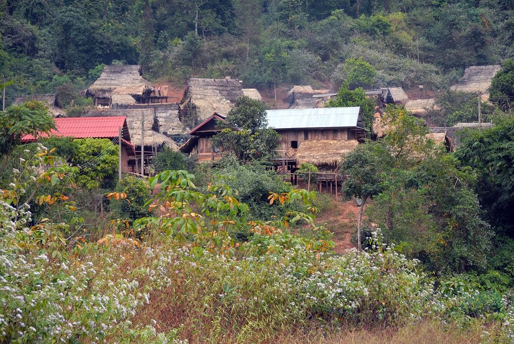 Khmu hilltribes village at the hill