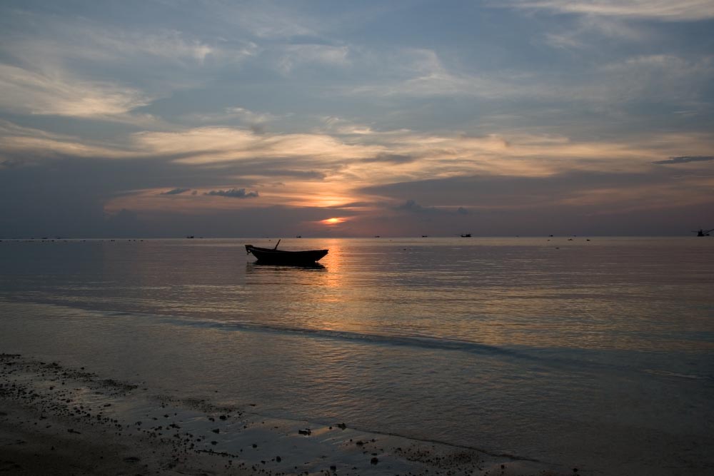 Kho Phangan - Ruderboot - Sonnenuntergang in Thailand