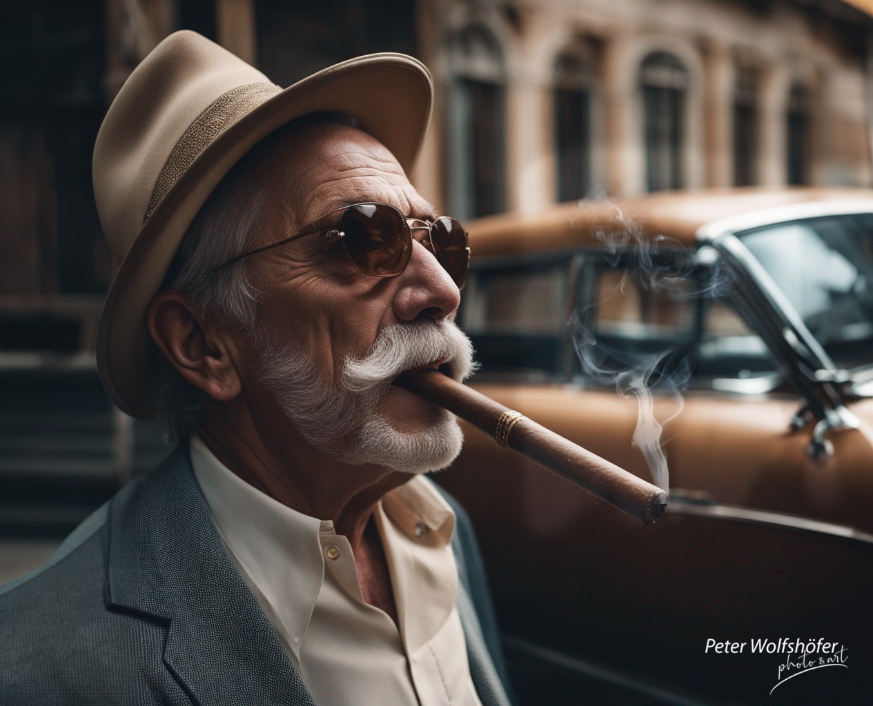 KI- Bild alter mann mit zigarre