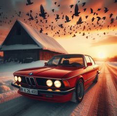 KI BMW in Winterlandschaft