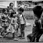 Kids play in a Temple