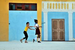 Kids playing at the market place in Trinidad Cuba