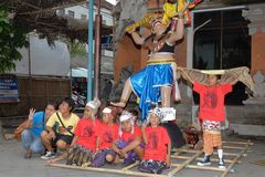 Kids prepare for carrying Ogoh Ogoh