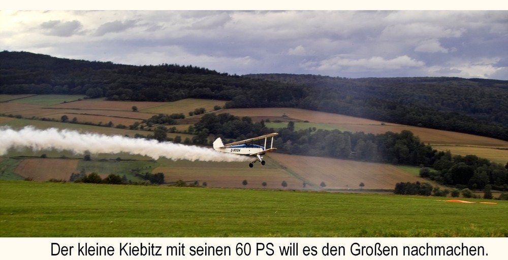 Kiebitz startet zum Heimflug.Ende des Flugtags in Uslar-bis zum nächsten Jahr.