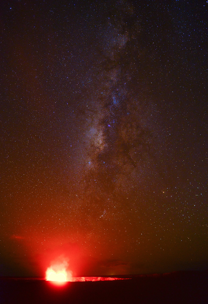 Kilauea Vulkan unter der Milchstraße