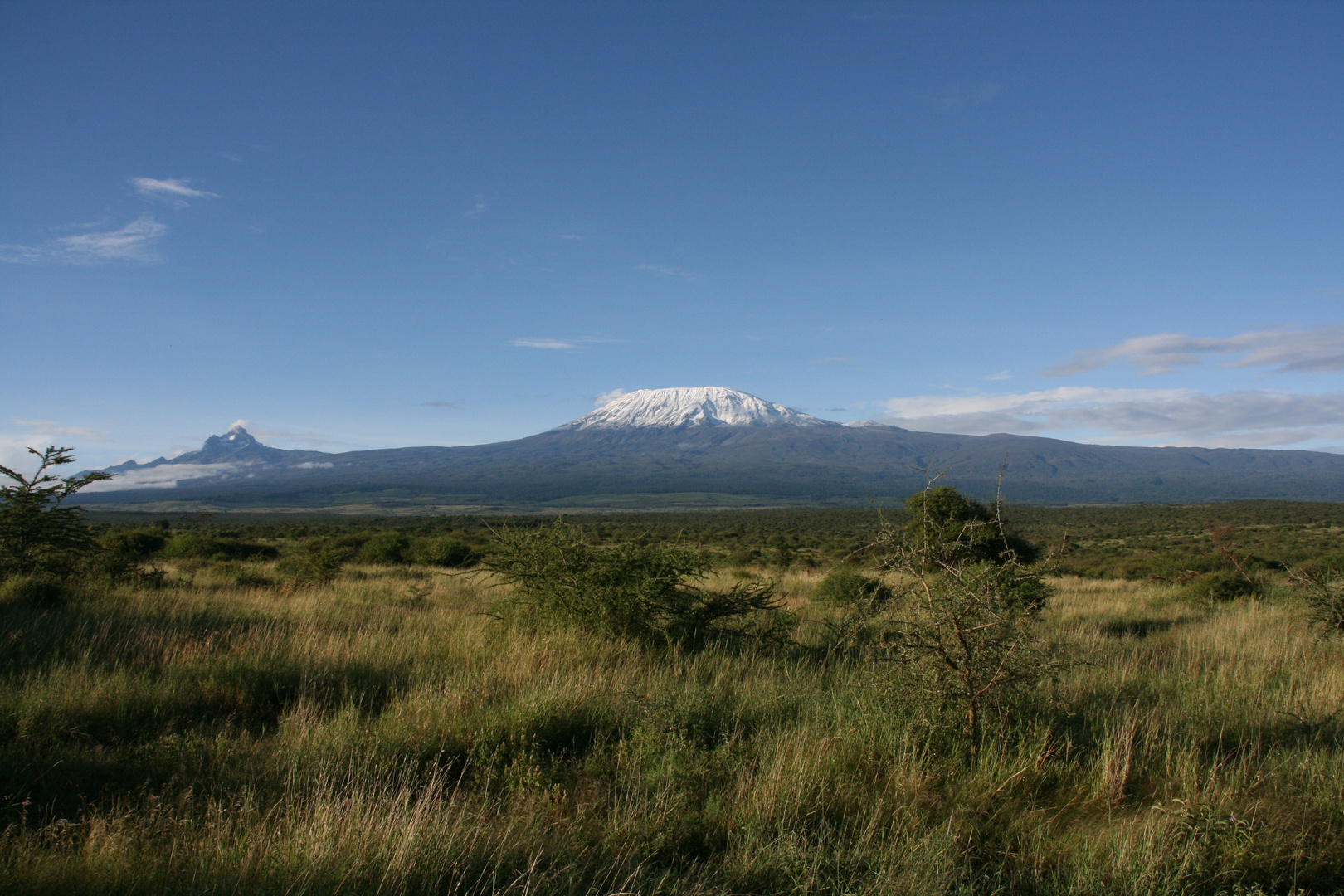 Kilimaniaromassiv von Kenia aus gesehen.