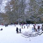 Kinder an der Kieler Forstbaumschule im Schnee