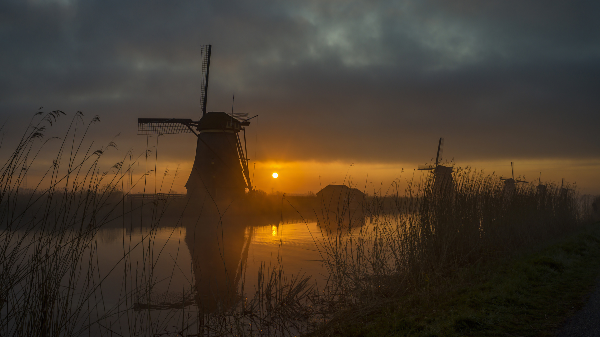 Kinderdijk im Nebel 