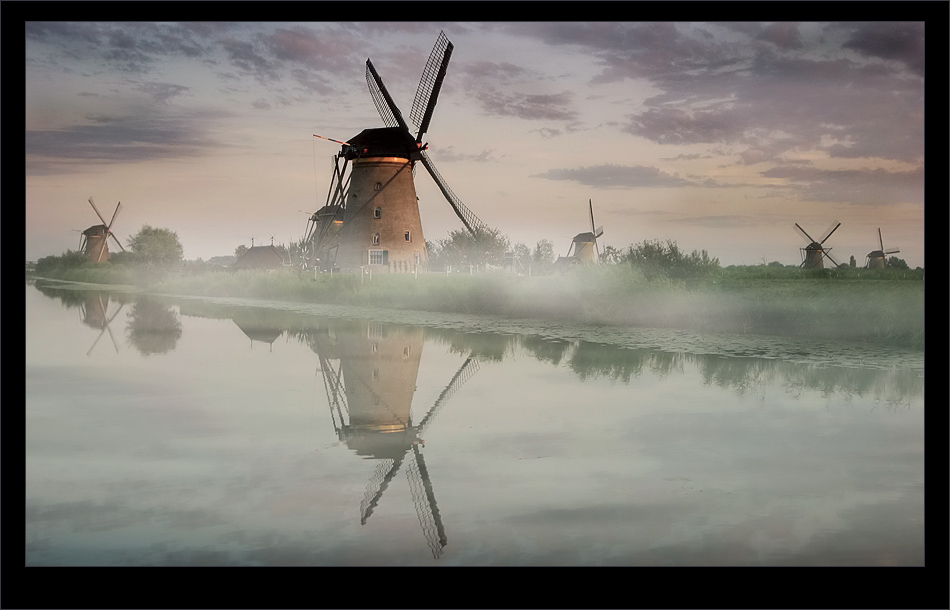 Kinderdijk misty mood