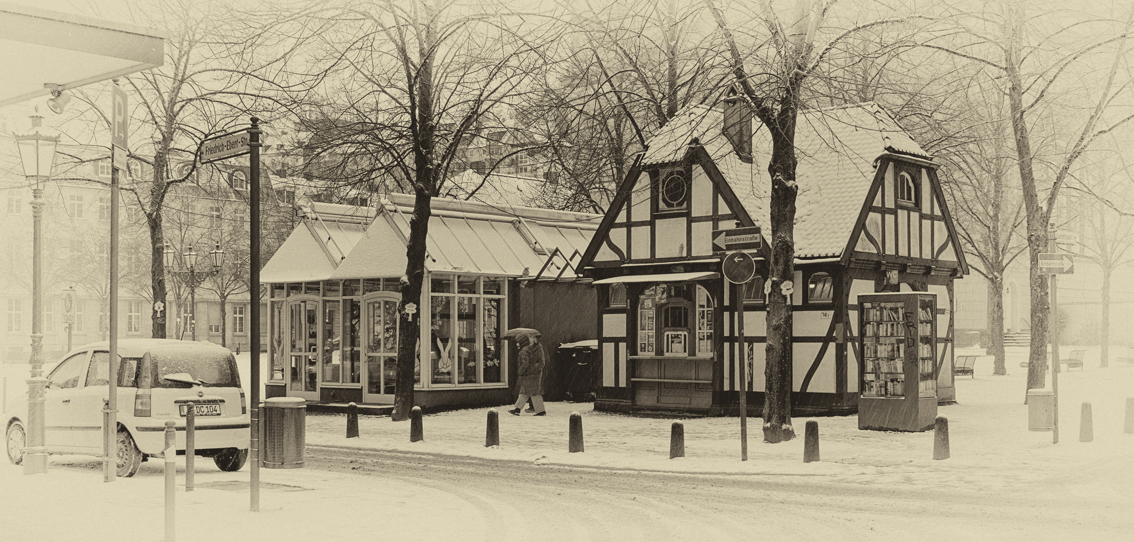 Kiosk im Schnee