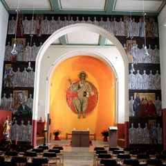 Kirche im Benediktinerkloster am Jakobsberg auch hier Pilgerstation vom JW