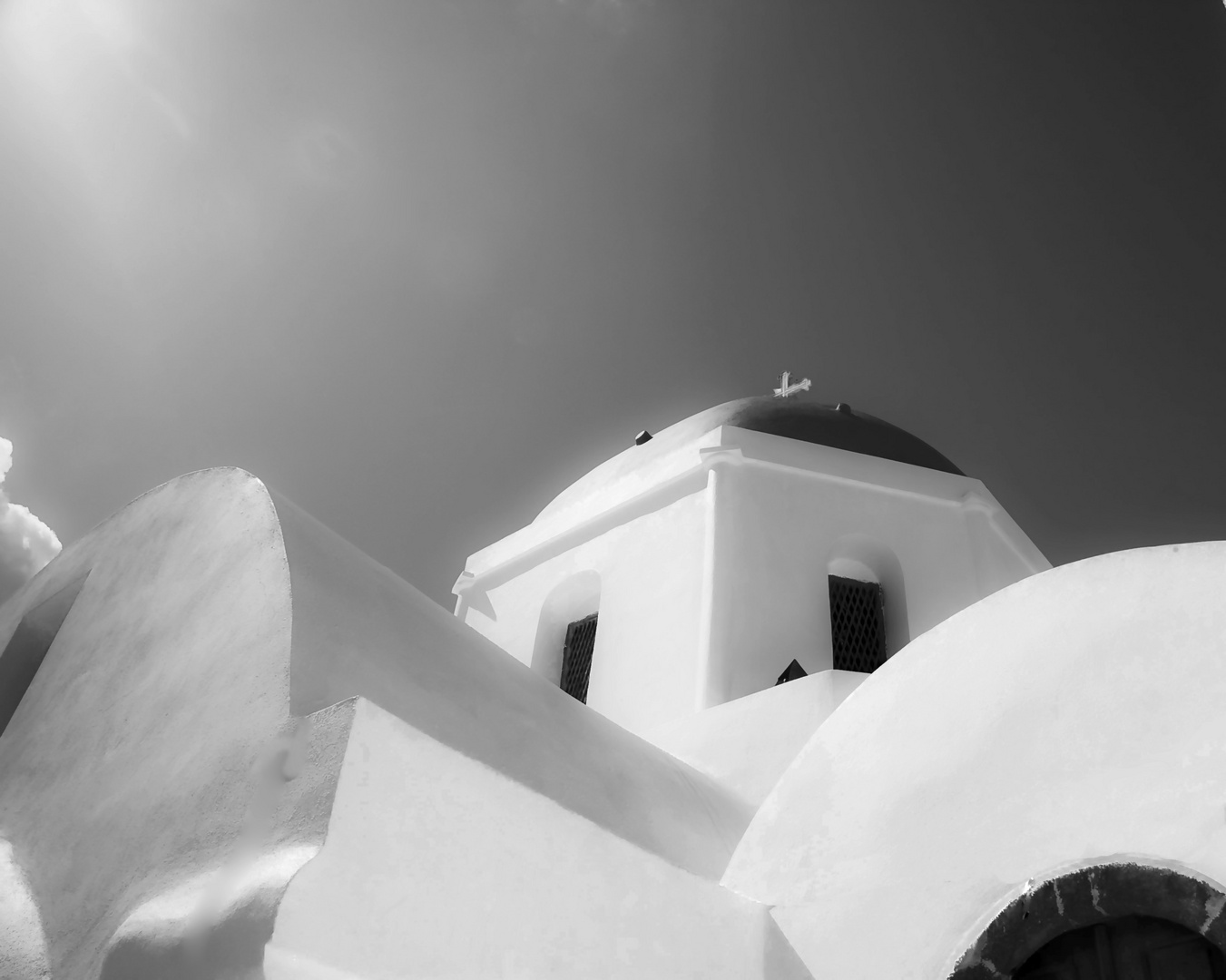 Kirche in Santorini (s/w)