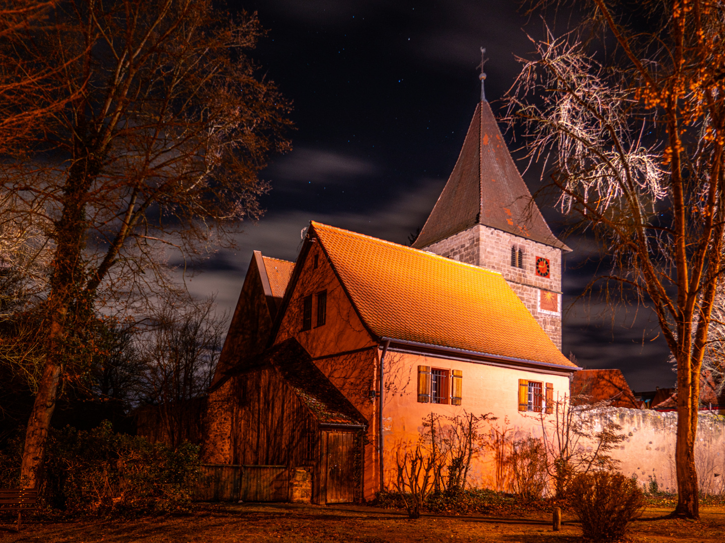 Kirche Katzwang bei nacht
