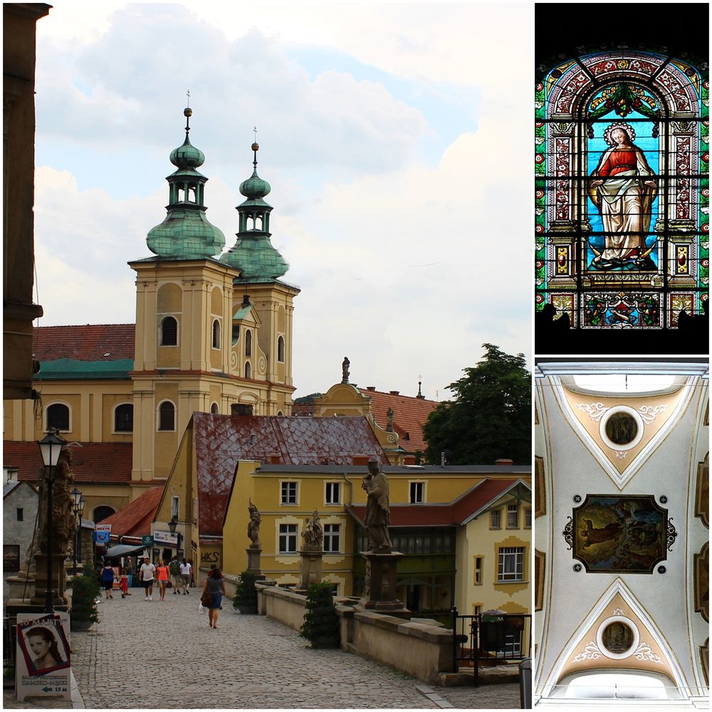 Kirche Mariä Rosenkranz u. Miniausgabe der Prager Karlsbrücke Klodzko ( Glatz)