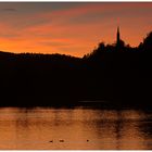 Kirche Tamins im Abendrot