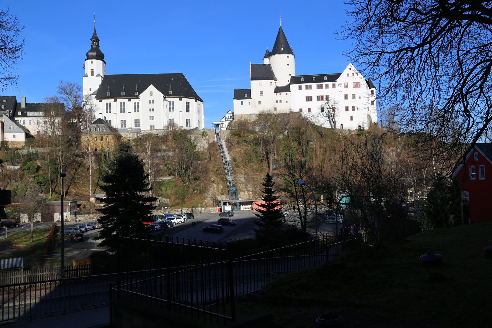 Kirche und Schloss in Schwarzenberg / Erzgeb.