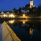 Kirche und Wehr von Penig bei Nacht