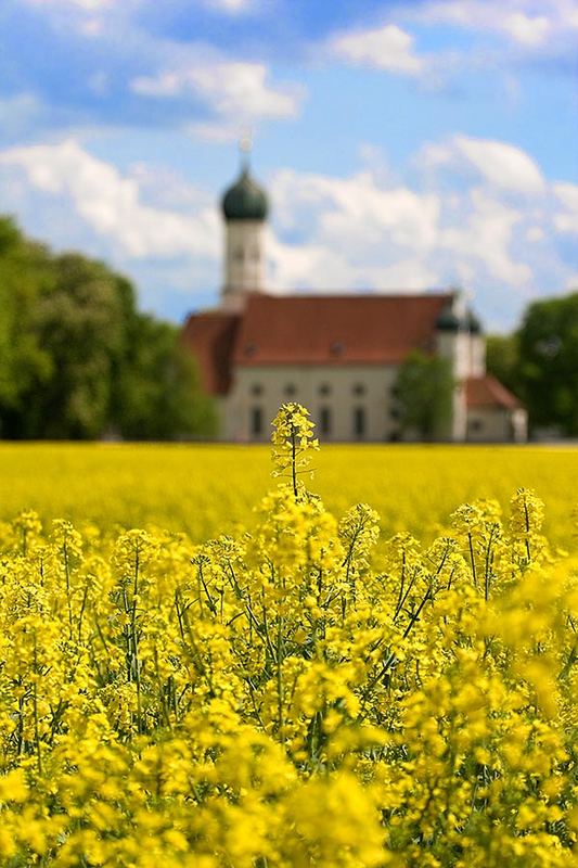 Kirche wie in Öl gezeichnet