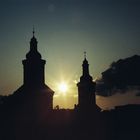 Kirchen von Burghaun bei Sonnenuntergang