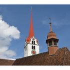 Kirchturm der Stadtkirche von Bremgarten.