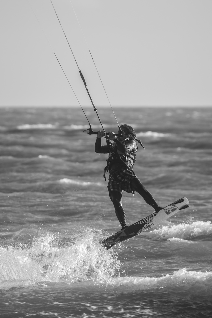 Kite Surfer mid-flight