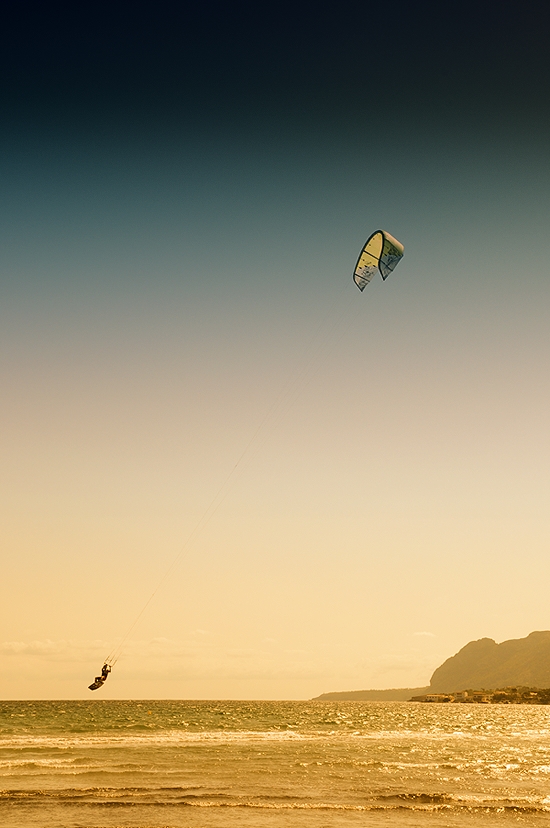 Kitesurfen am Abend ...