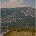 Kitesurfen in Fluss; Nähe Marmaris