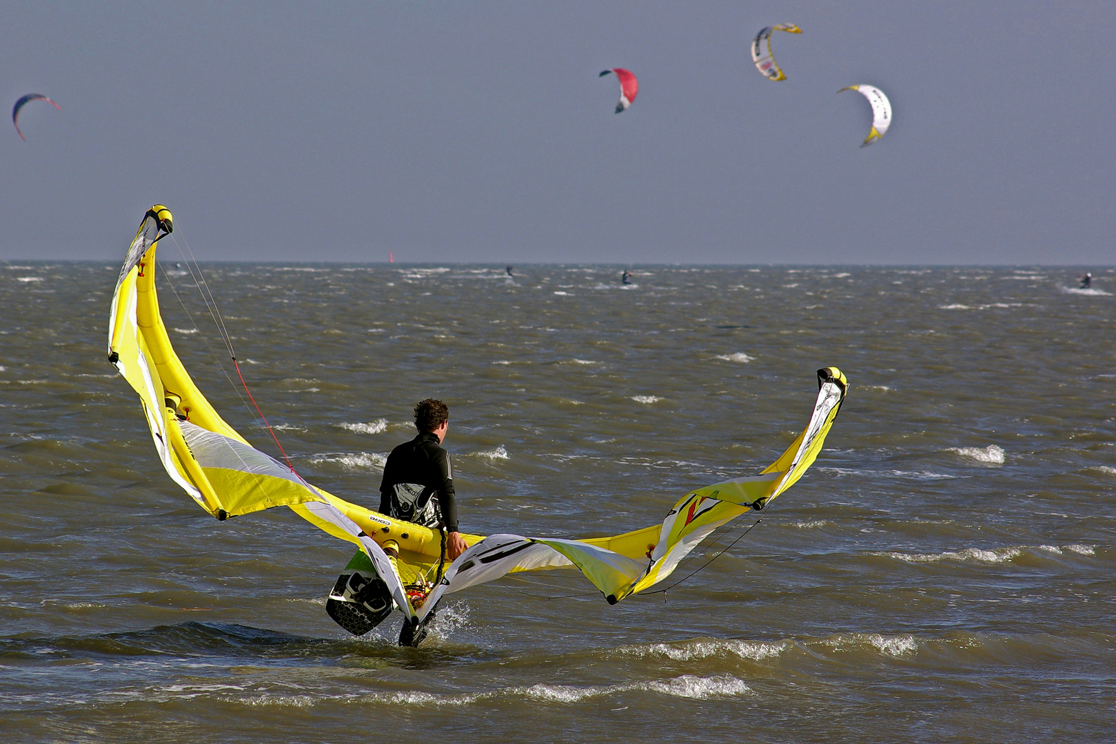 Kitewalking an der Nordsee