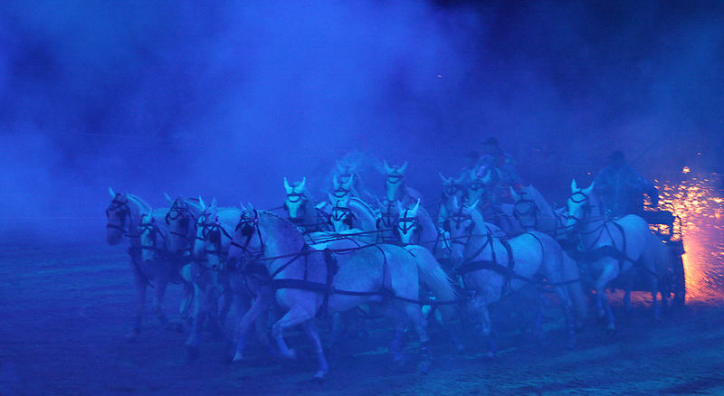 Kladrubersechsspänner Abendshow Equitana