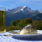 Klare Herbstluft - ein Germknödel und der Blick zur Alpspitze