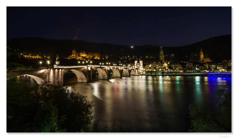 Klassiker--Heidelberger Brücke bei Nacht