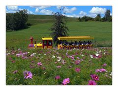 Kleine Bahn in großer Landschaft