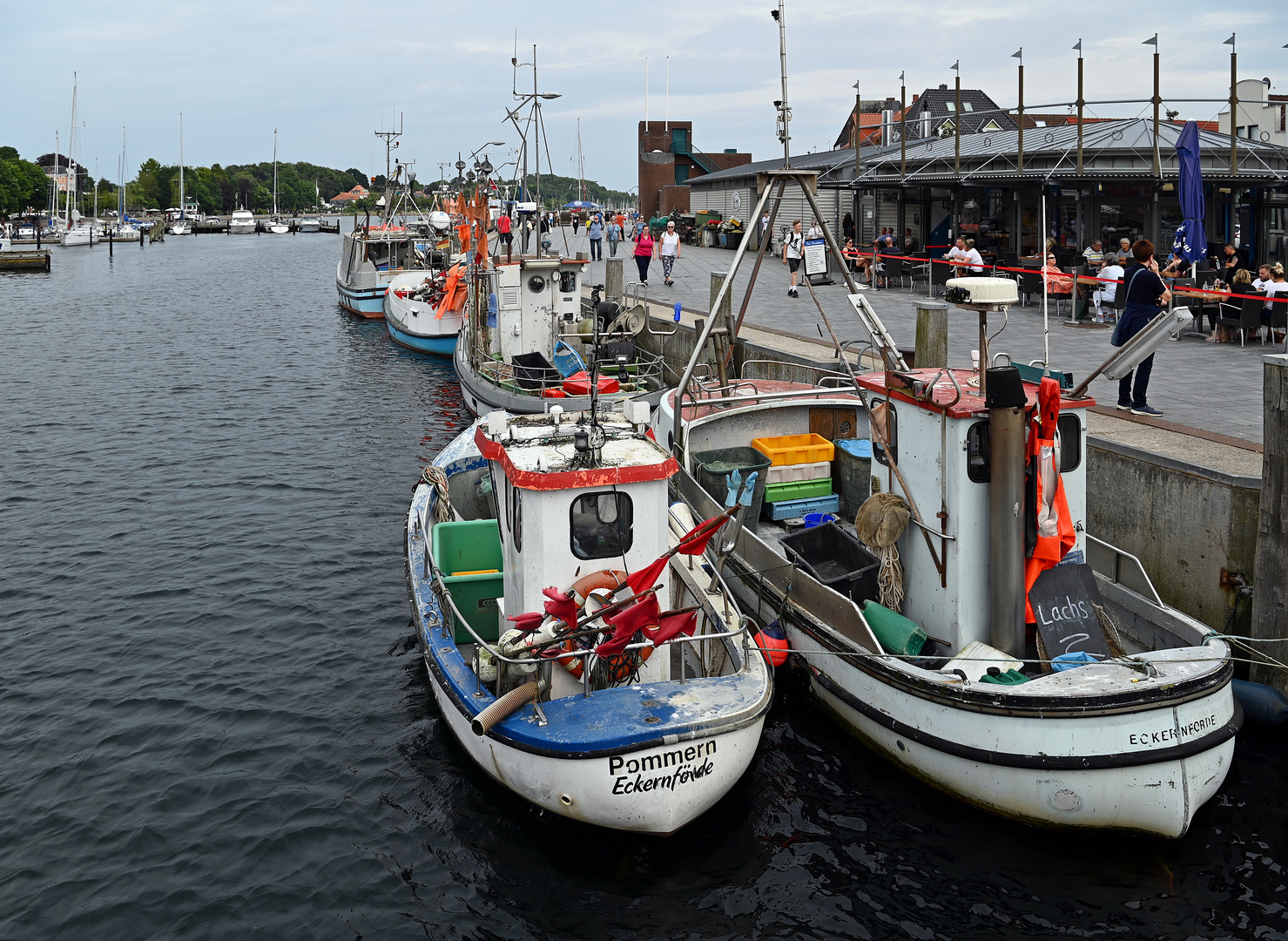 Kleine Fischereiflotte im Hafen von Eckernförde