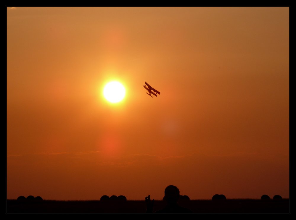 Kleine Flieger im Sonnenuntergang