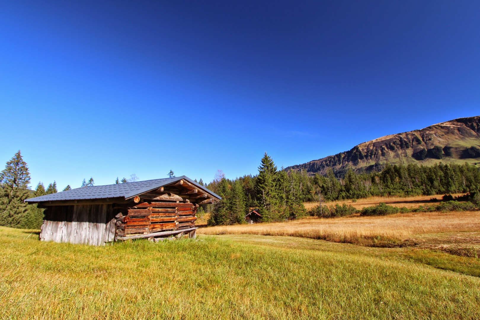 kleine Hütte im Herbst im Kleinwalsertal