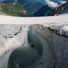 Kleiner Bach fliesst durch Gletscher