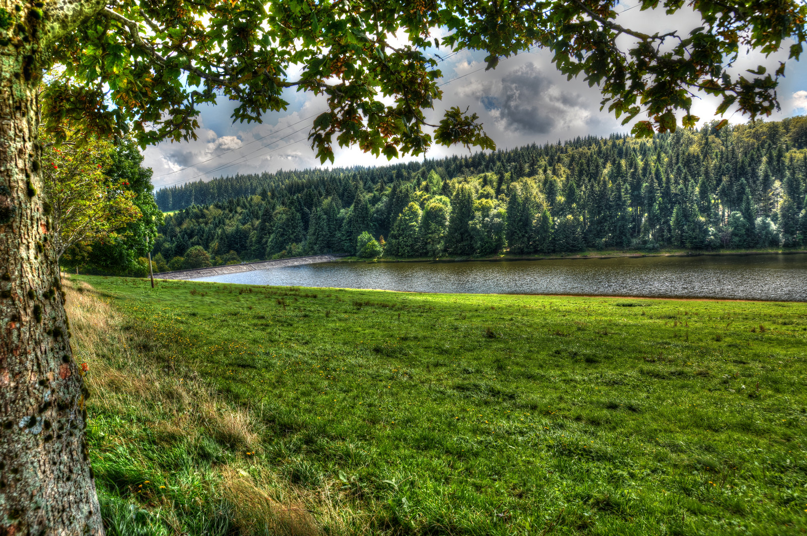 kleiner Stausee mit Sperrmauer bei St. Peter (Freiburg/Schwarwald)