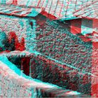 Kleines Dorf als Anaglyphe