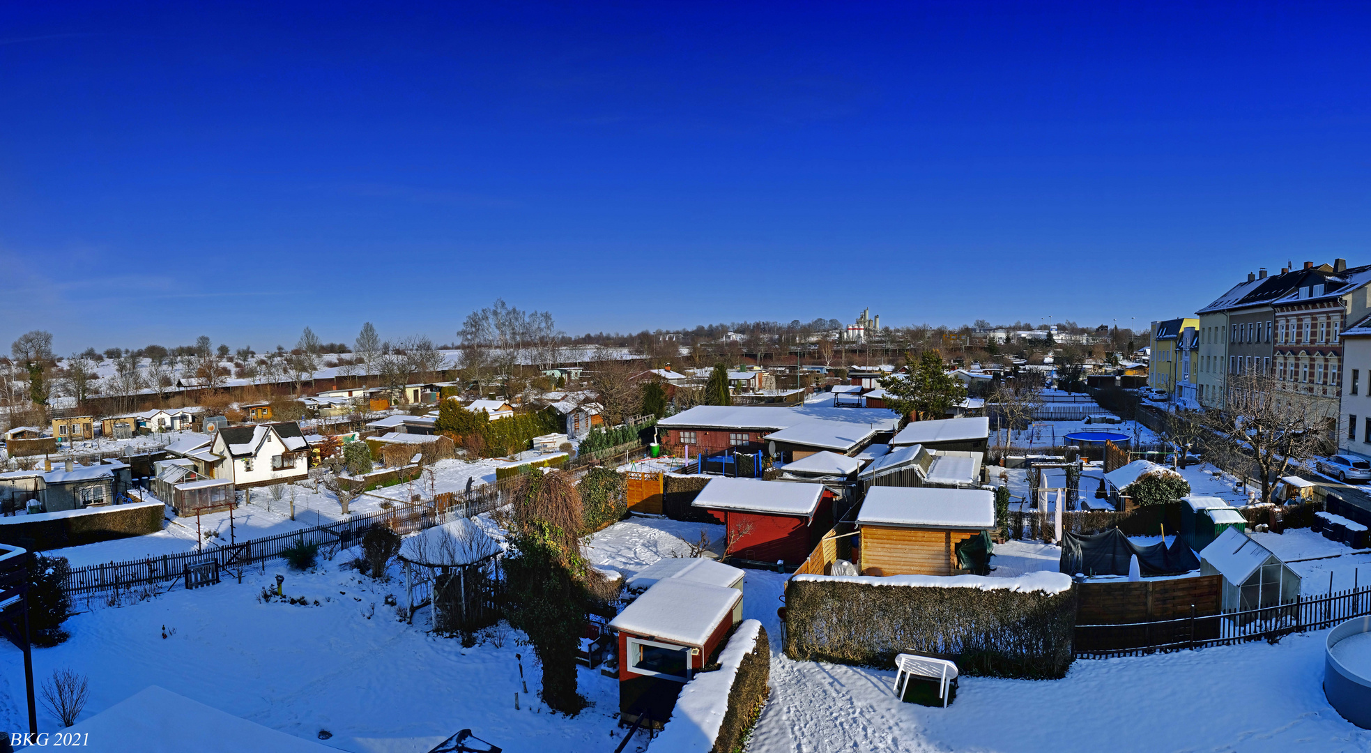 Kleingartenanlage im Winter